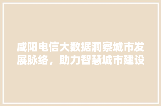 咸阳电信大数据洞察城市发展脉络，助力智慧城市建设