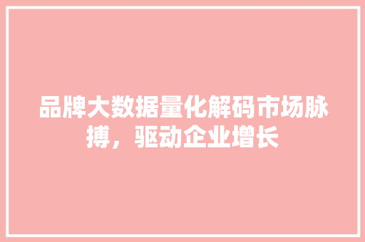 品牌大数据量化解码市场脉搏，驱动企业增长