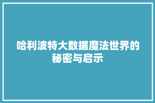 哈利波特大数据魔法世界的秘密与启示