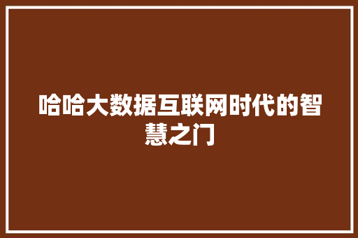 哈哈大数据互联网时代的智慧之门