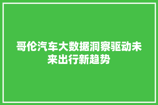 哥伦汽车大数据洞察驱动未来出行新趋势