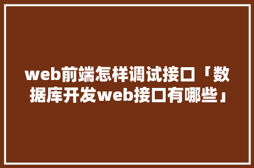 web前端怎样调试接口「数据库开发web接口有哪些」 SEO教程