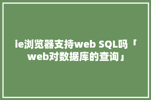 ie浏览器支持web SQL吗「web对数据库的查询」 SEO教程