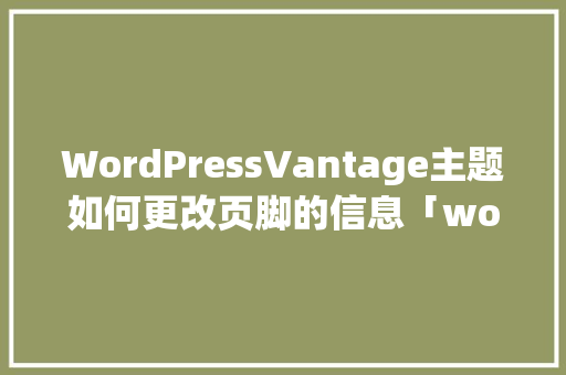 WordPressVantage主题如何更改页脚的信息「wordpress子主题如何制作」 服务器/数据库