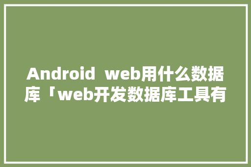 Android  web用什么数据库「web开发数据库工具有哪些」