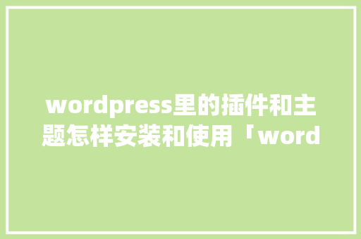 wordpress里的插件和主题怎样安装和使用「wordpress插件怎么用」