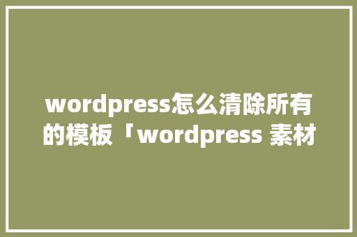 wordpress怎么清除所有的模板「wordpress 素材库模板」