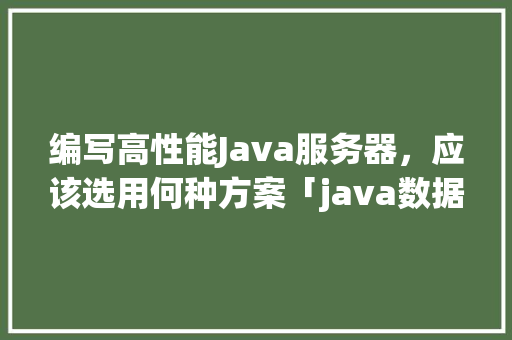编写高性能Java服务器，应该选用何种方案「java数据库模糊查询语句」 SEO教程