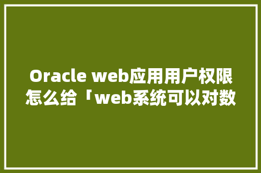 Oracle web应用用户权限怎么给「web系统可以对数据库做哪些操作?」