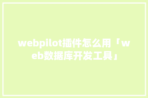 webpilot插件怎么用「web数据库开发工具」