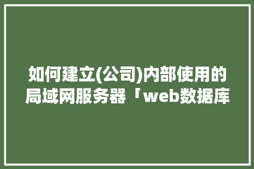 如何建立(公司)内部使用的局域网服务器「web数据库局域网数据库服务器是什么」