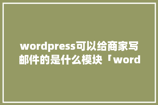 wordpress可以给商家写邮件的是什么模块「wordpress用什么邮箱注册」