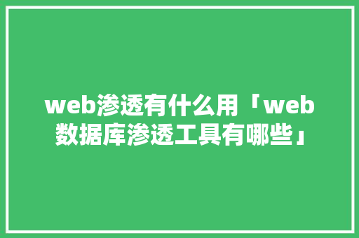 web渗透有什么用「web数据库渗透工具有哪些」