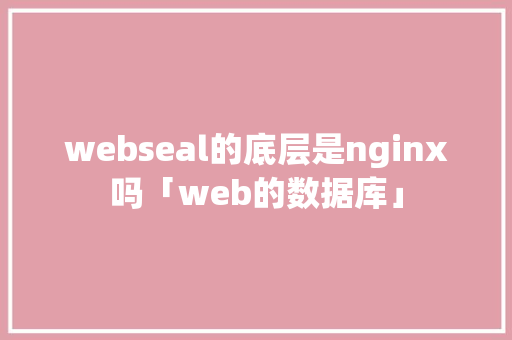 webseal的底层是nginx吗「web的数据库」
