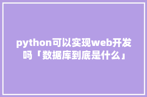 python可以实现web开发吗「数据库到底是什么」 服务器/数据库
