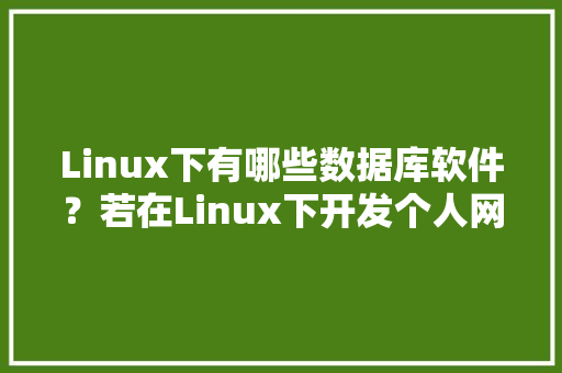 Linux下有哪些数据库软件？若在Linux下开发个人网站，应该用什么数据库「web开发主流数据库有哪些」 SEO教程