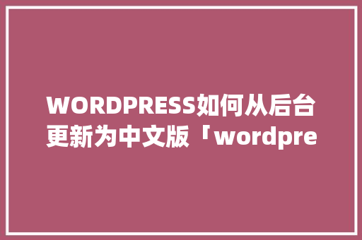 WORDPRESS如何从后台更新为中文版「wordpress 更新」 服务器/数据库