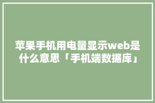 苹果手机用电量显示web是什么意思「手机端数据库」 服务器/数据库