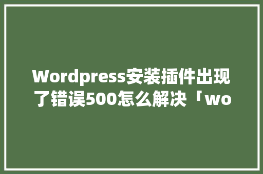 Wordpress安装插件出现了错误500怎么解决「wordpress如何安装插件」
