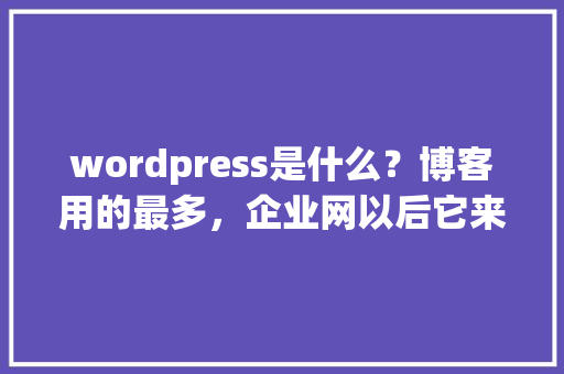 wordpress是什么？博客用的最多，企业网以后它来做长远看是否行得通「wordpress博客插件」