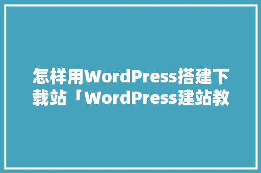怎样用WordPress搭建下载站「WordPress建站教程:10步快速搭建个人网站」