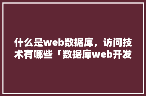 什么是web数据库，访问技术有哪些「数据库web开发平台有哪些」 SEO教程