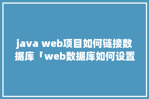 java web项目如何链接数据库「web数据库如何设置密码保护」 服务器/数据库