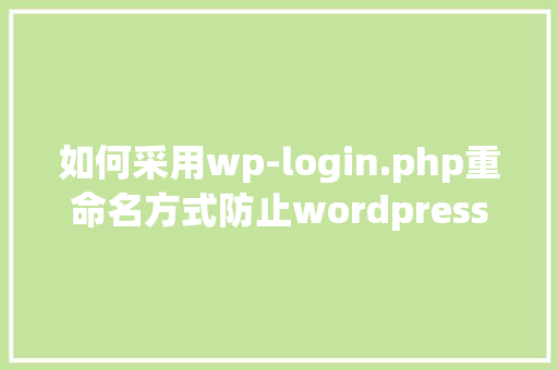 如何采用wp-login.php重命名方式防止wordpress网站攻击「wordpress 仿站」 服务器/数据库