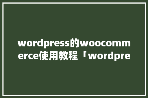 wordpress的woocommerce使用教程「wordpress如何」 建站教程