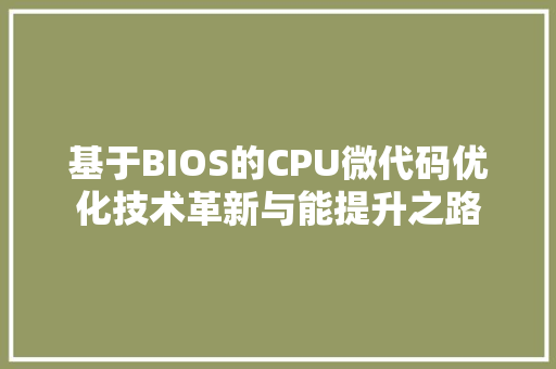 基于BIOS的CPU微代码优化技术革新与能提升之路