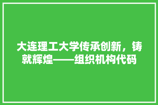 大连理工大学传承创新，铸就辉煌——组织机构代码