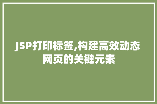 JSP打印标签,构建高效动态网页的关键元素