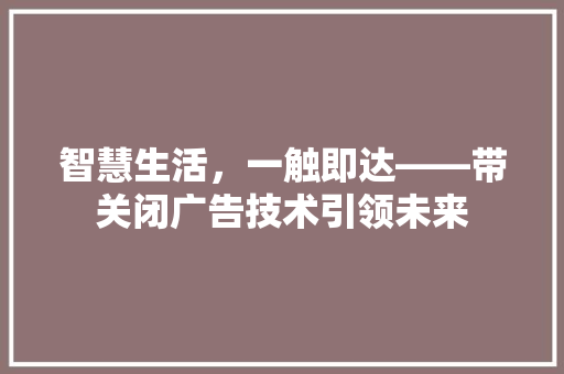 智慧生活，一触即达——带关闭广告技术引领未来