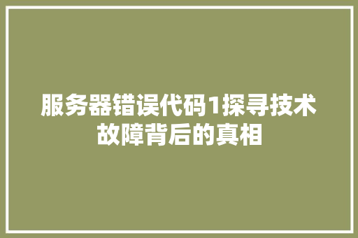 服务器错误代码1探寻技术故障背后的真相