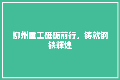柳州重工砥砺前行，铸就钢铁辉煌