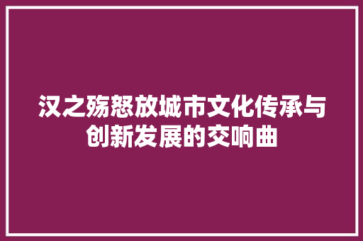 汉之殇怒放城市文化传承与创新发展的交响曲 建站教程