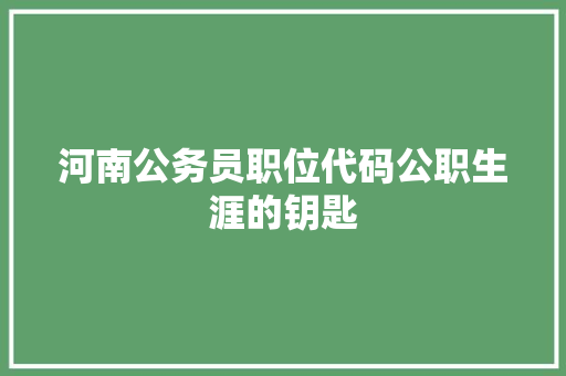 河南公务员职位代码公职生涯的钥匙