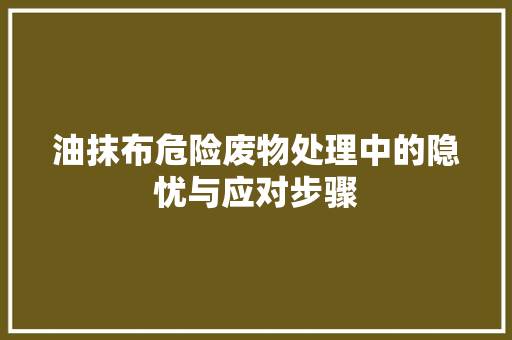油抹布危险废物处理中的隐忧与应对步骤