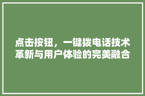 点击按钮，一键拨电话技术革新与用户体验的完美融合