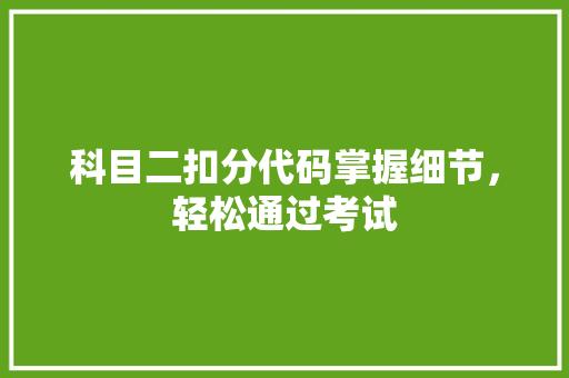 科目二扣分代码掌握细节，轻松通过考试