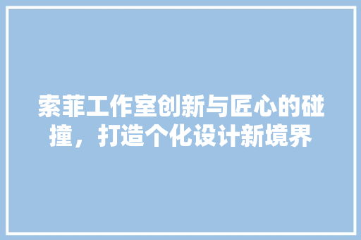 索菲工作室创新与匠心的碰撞，打造个化设计新境界