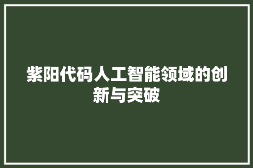 紫阳代码人工智能领域的创新与突破 SEO教程
