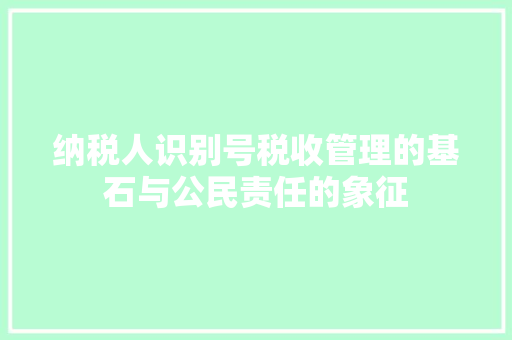 纳税人识别号税收管理的基石与公民责任的象征 建站教程