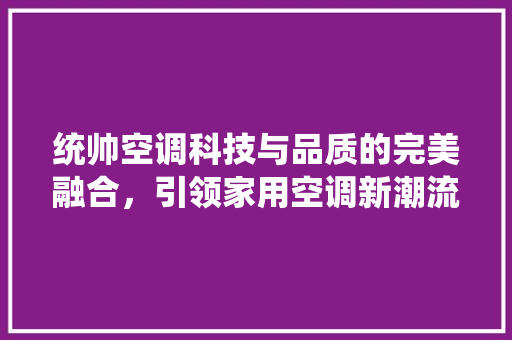 统帅空调科技与品质的完美融合，引领家用空调新潮流