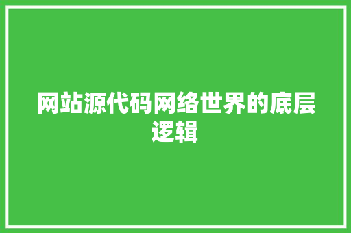 网站源代码网络世界的底层逻辑