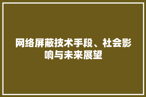 网络屏蔽技术手段、社会影响与未来展望