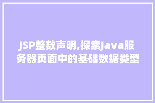 JSP整数声明,探索Java服务器页面中的基础数据类型