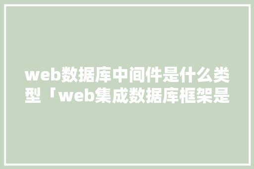 web数据库中间件是什么类型「web集成数据库框架是什么」 SEO教程
