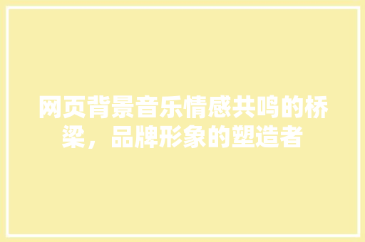 网页背景音乐情感共鸣的桥梁，品牌形象的塑造者