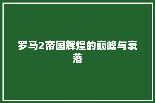 罗马2帝国辉煌的巅峰与衰落